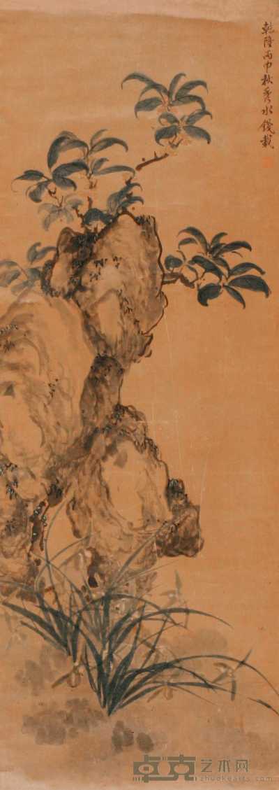 钱载 乾隆丙申（1776年）作 花卉 立轴 114×41cm